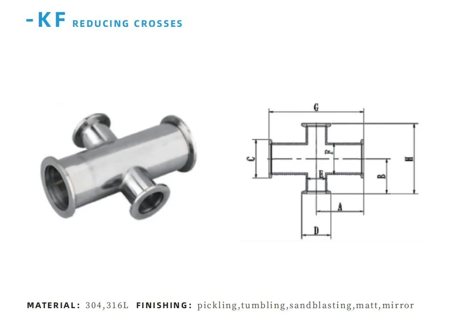 OEM Vacuum Fitting ISO-K 4-Way Cross Adapter Concentric Reducer SS304 ISO Reducing Cross